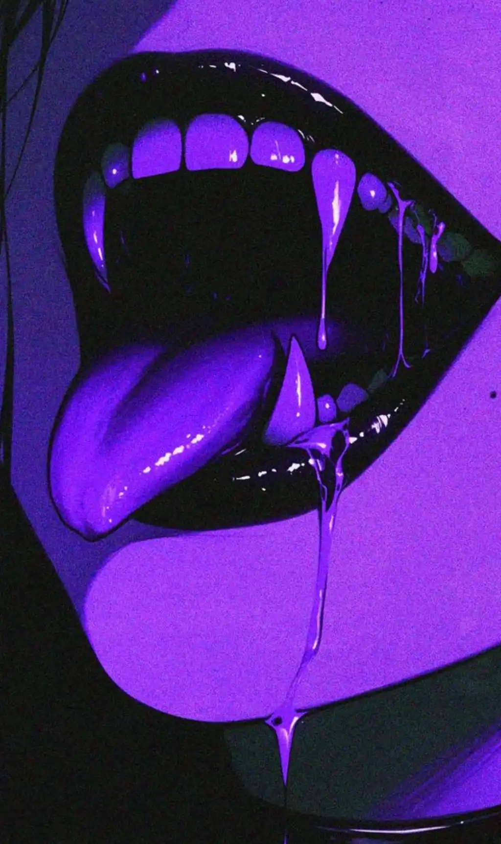 Neon Purple Vampire Fangs Wallpaper